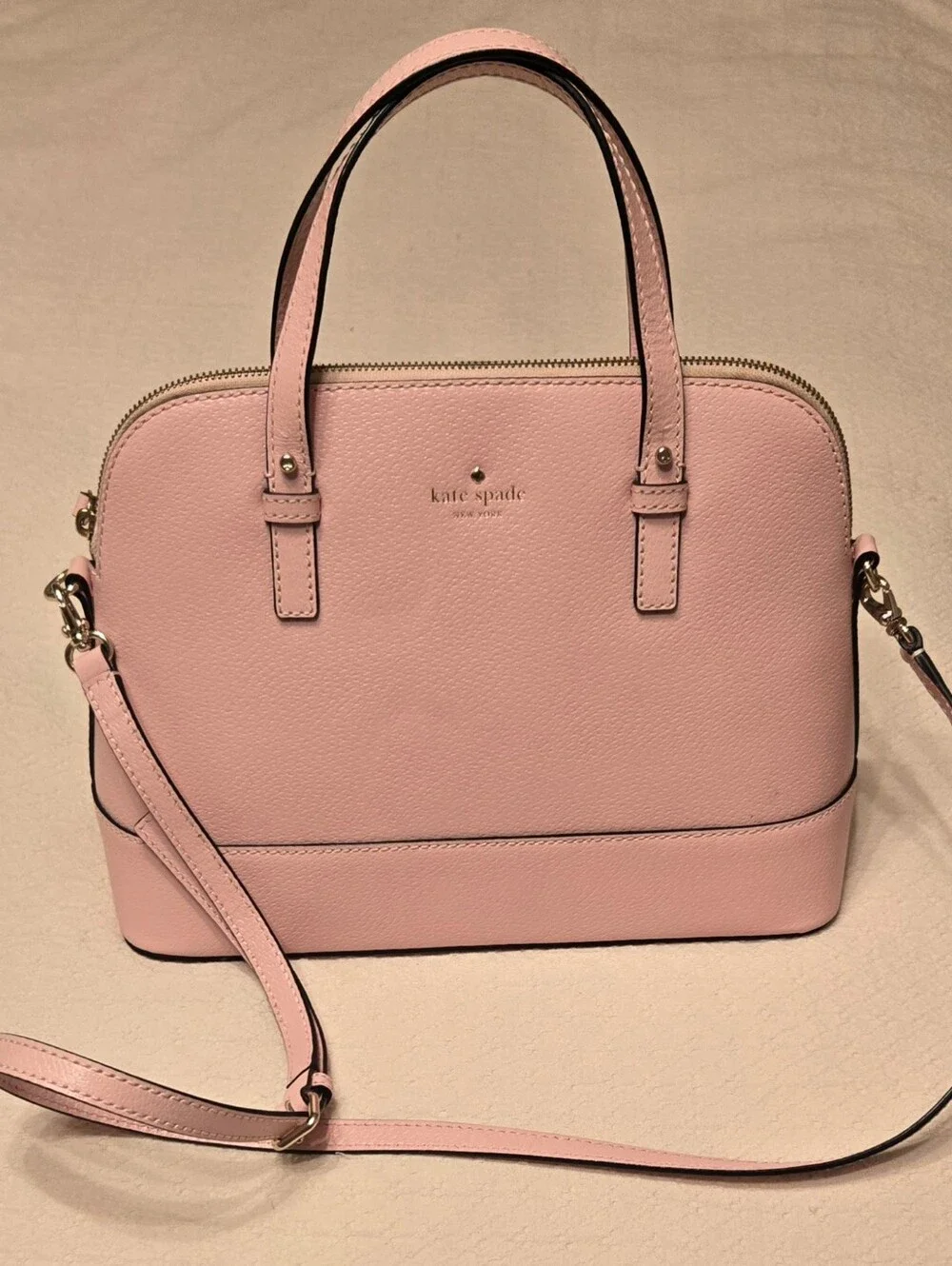 kate spade pale pink leather satchel with removable strap